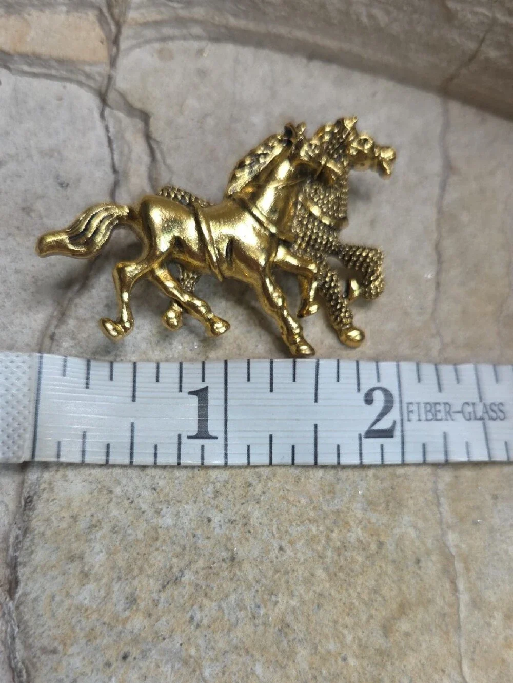 Gold Horse Pair Brooch Decorative Accent